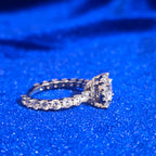 925 Silver Moissanite Round Halo Accented Ring