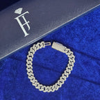 925 Silver Moissanite Prong Link Bracelet 8MM.