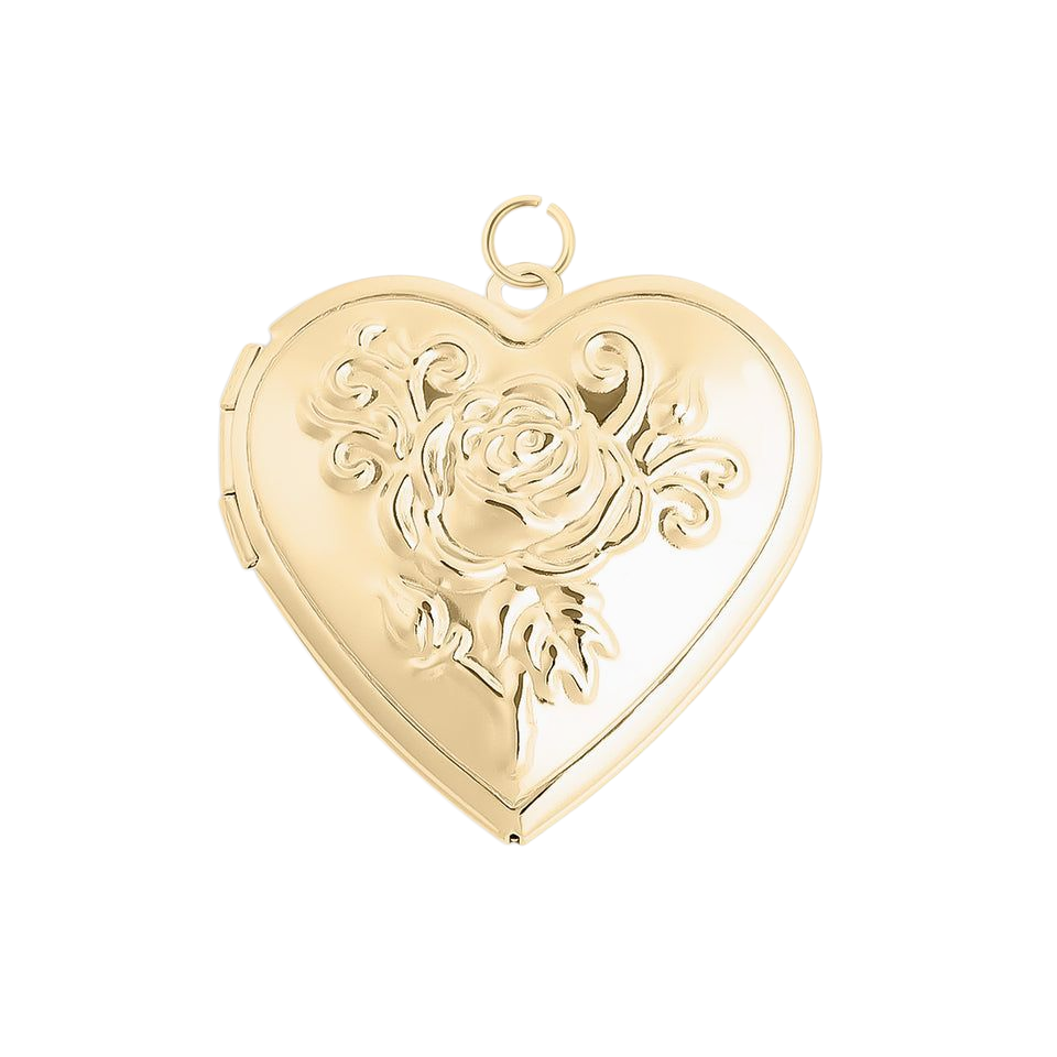 18K Gold PVD Stainless Steel Rose Heart Locket with chain