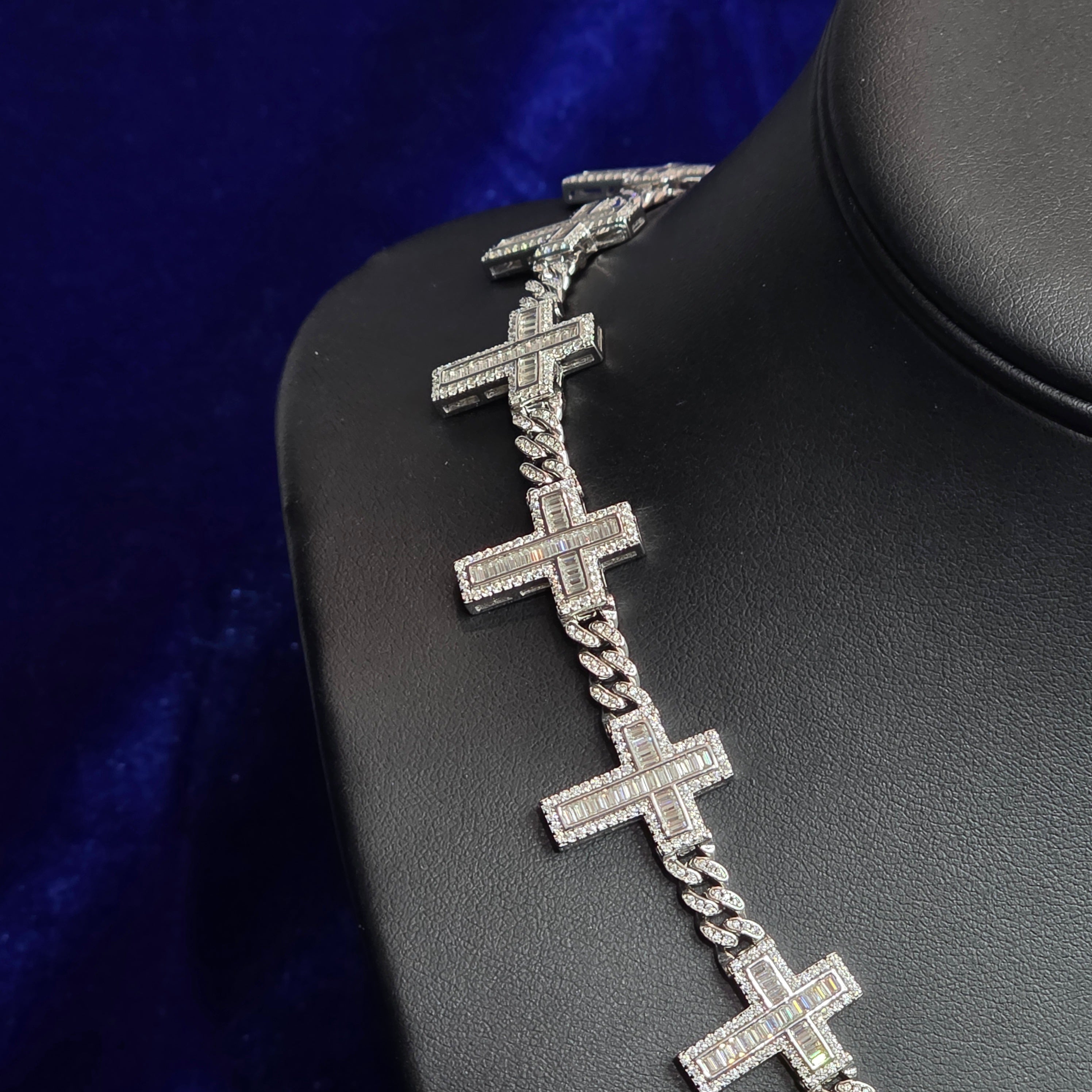 Silver Moissanite Cross Necklace