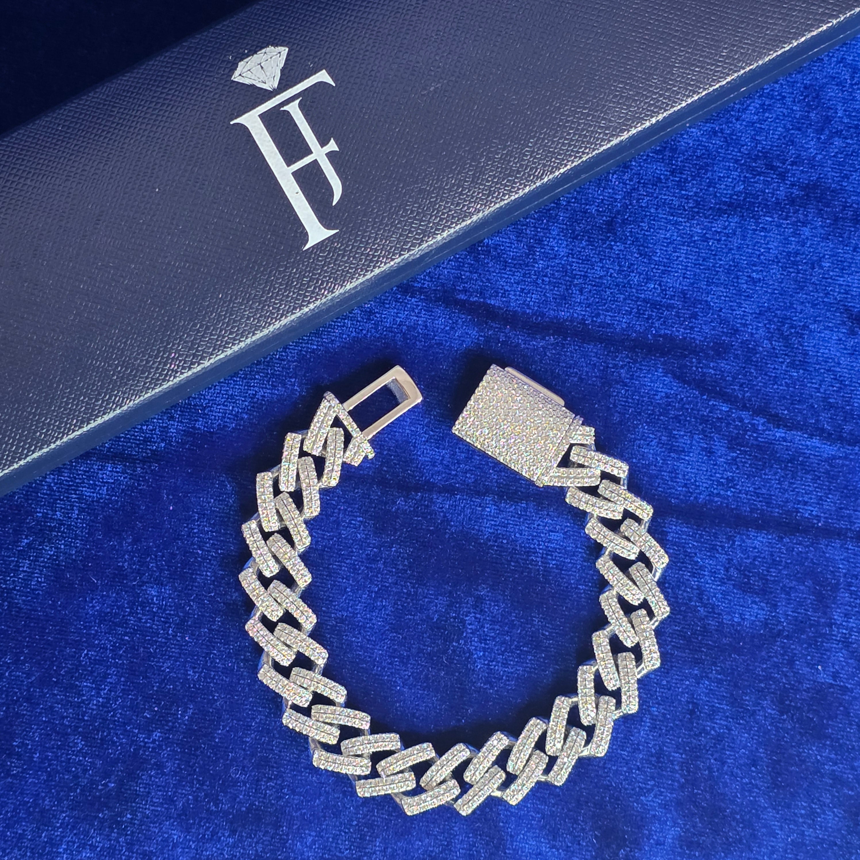 925 Silver Moissanite Bracelet 14MM