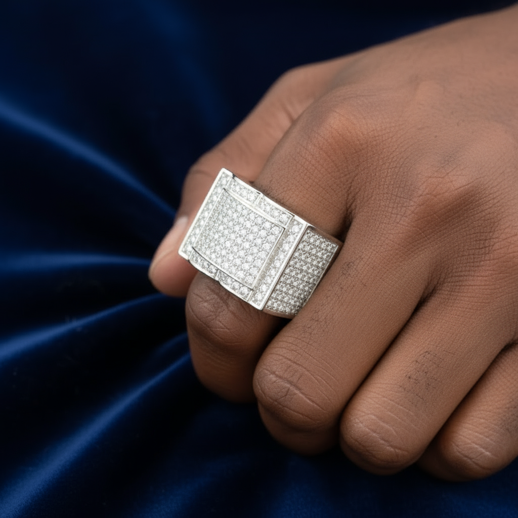 925 Silver Moissanite Square Ring