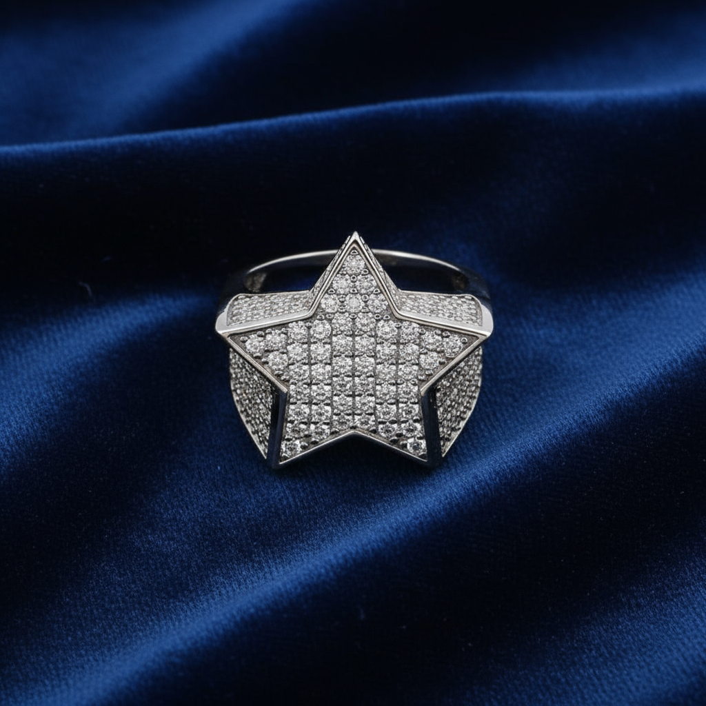 925 Silver Moissanite Star Ring at Flawless Jewelry