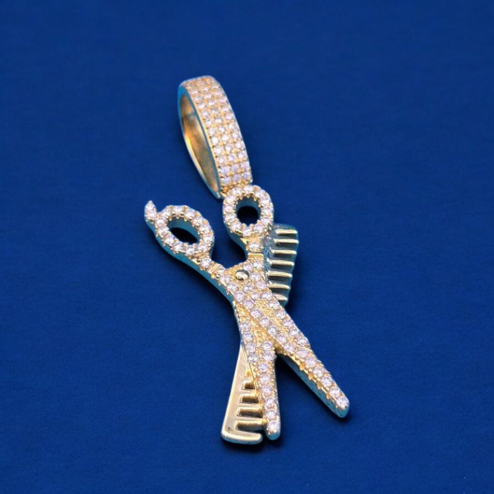 925 Silver Moissanite Barber Clipper Pendant 0.91 CTW