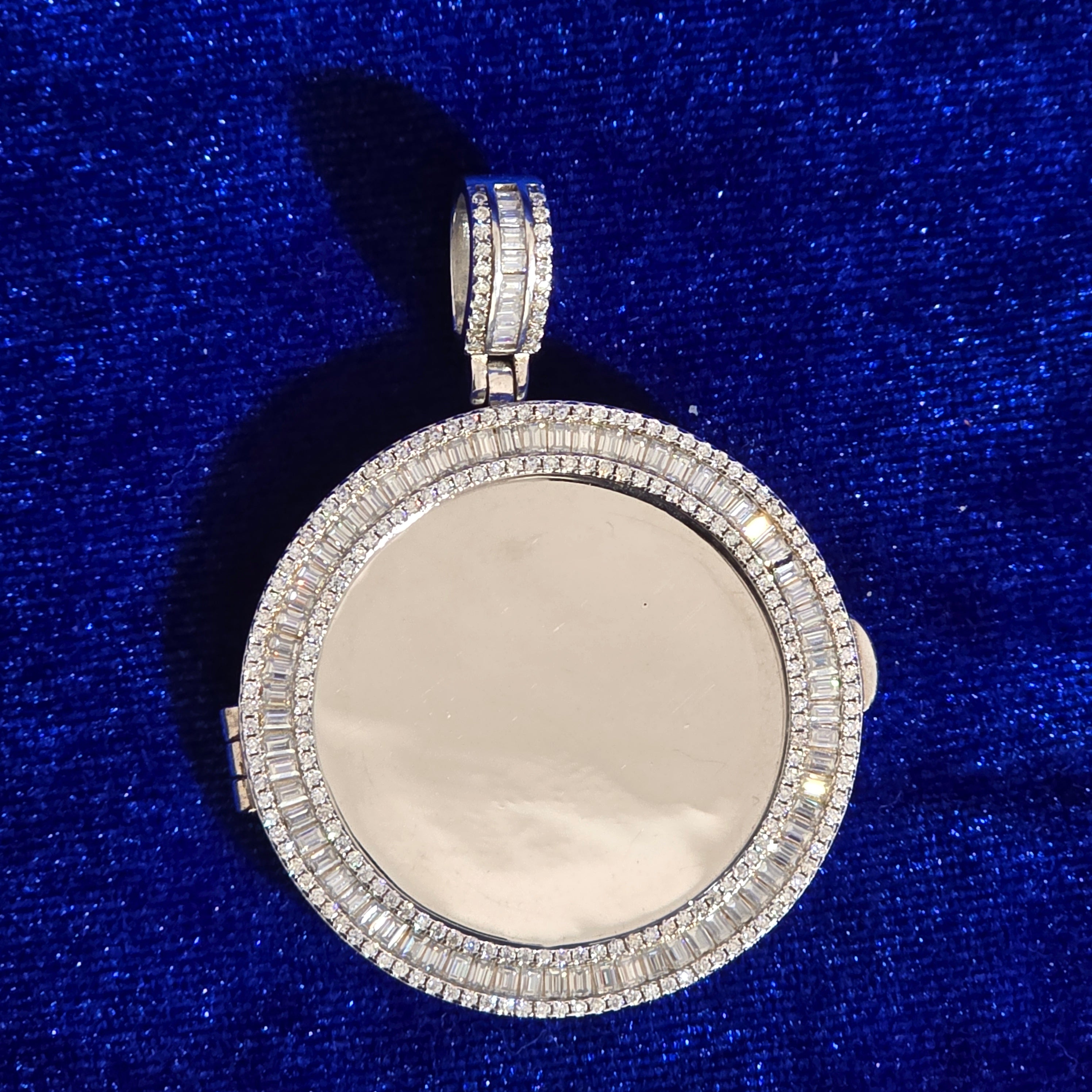 925 Silver Moissanite Baguette Memory Pendent