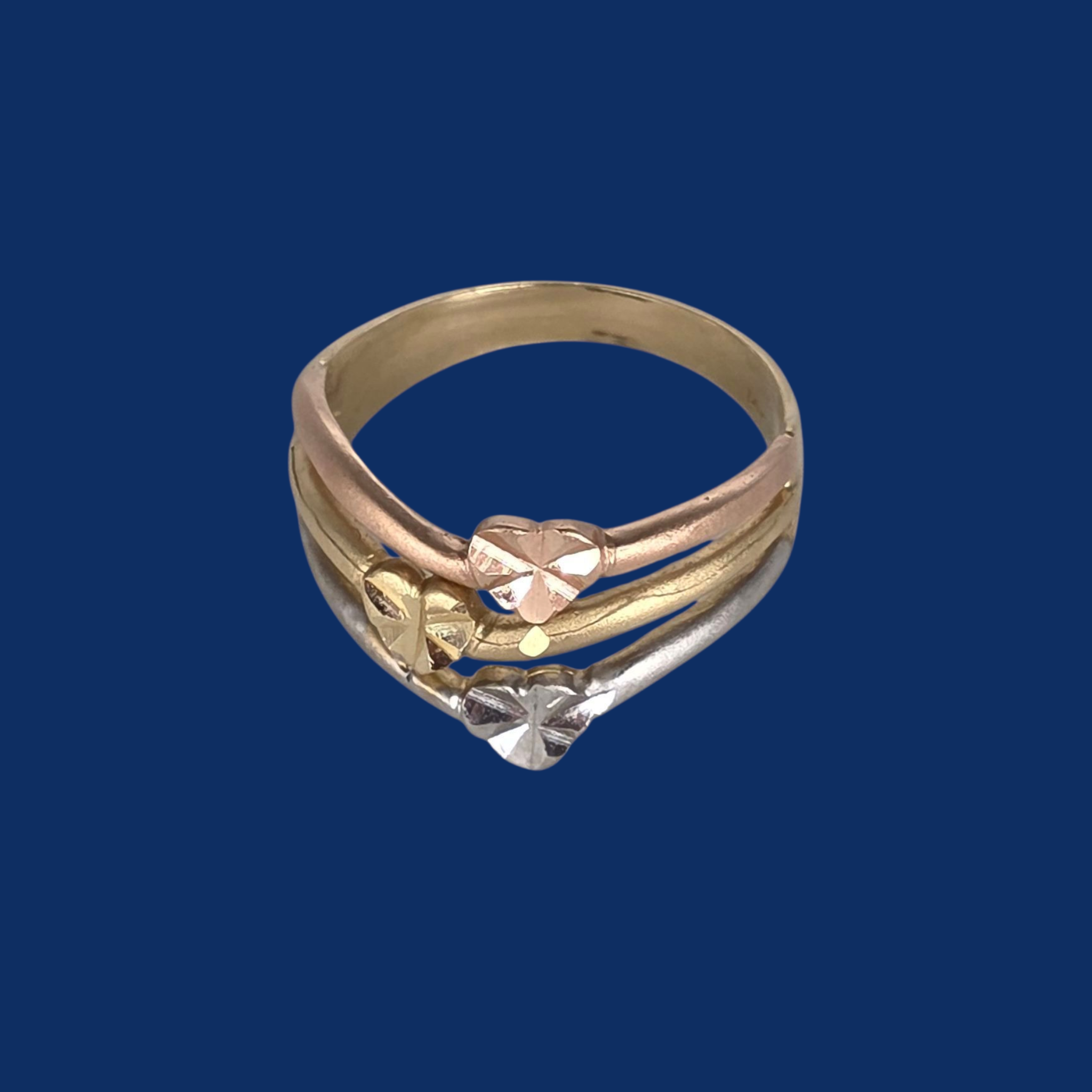 14K Gold 3 tone Heart Ring
