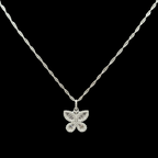 925 Silver Moissanite Butterfly Pendant with 18" Chain.