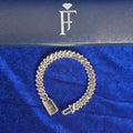 925 Silver Moissanite Cuban Prong Link Bracelet 10MM.
