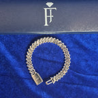 925 Silver Moissanite Cuban Prong Link Bracelet 10MM.