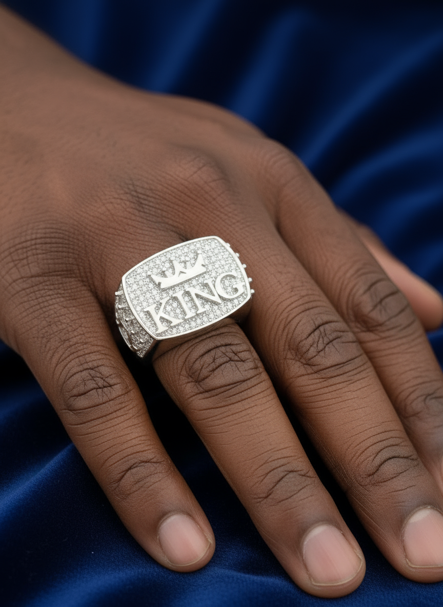 925 Silver Moissanite King Ring