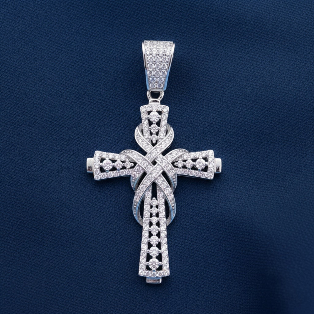Silver Moissanite Timeless Cross Pendant  1.30 CTW at Flawless Jewelry