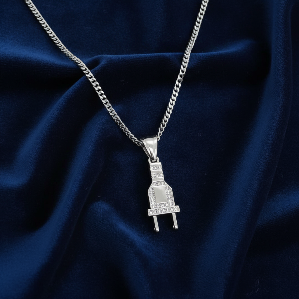 Stainless Steel Plug Pendent and Chain Combo 24'' at Flawless Jewelry