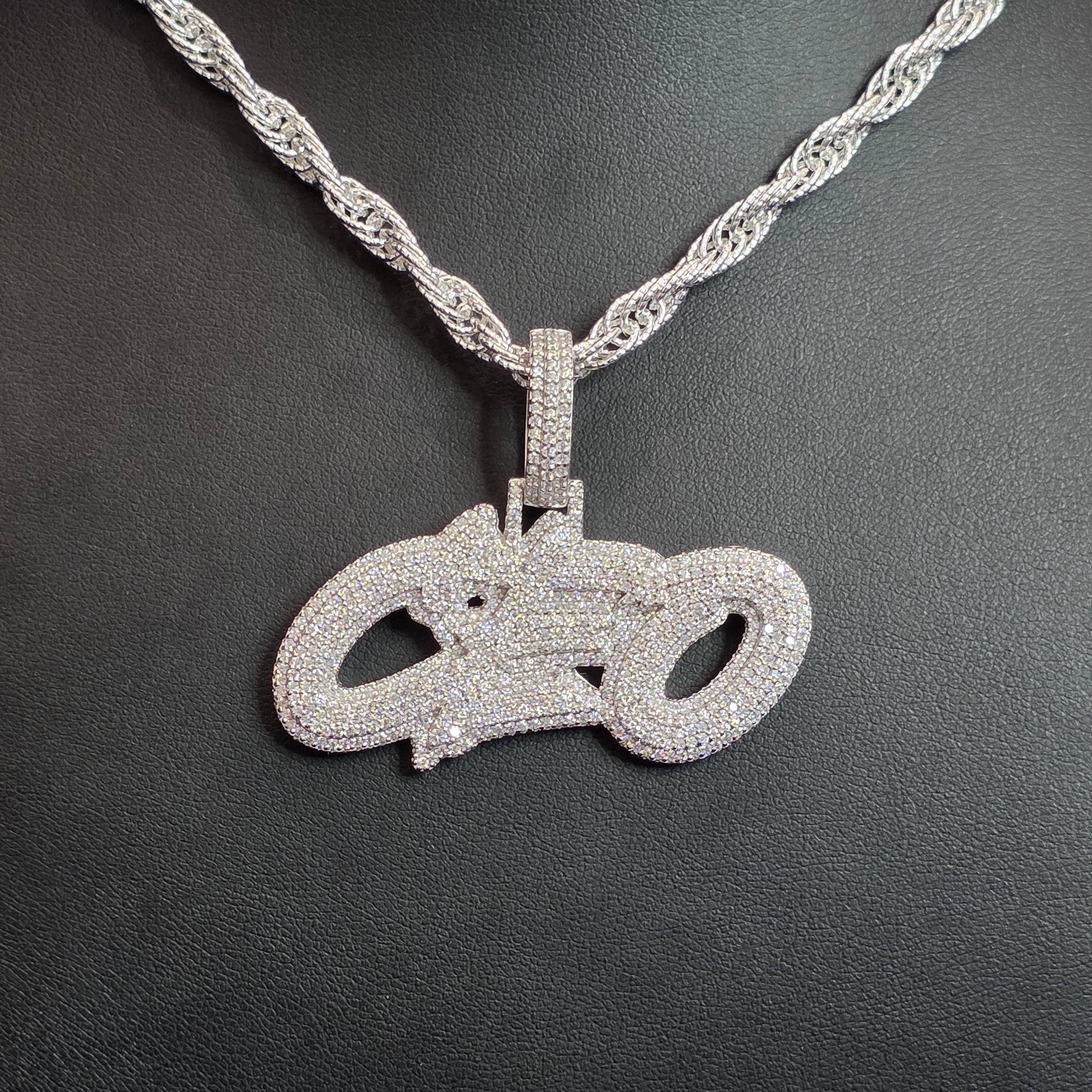 Silver Moissanite CEO Pendant with Chain Combo