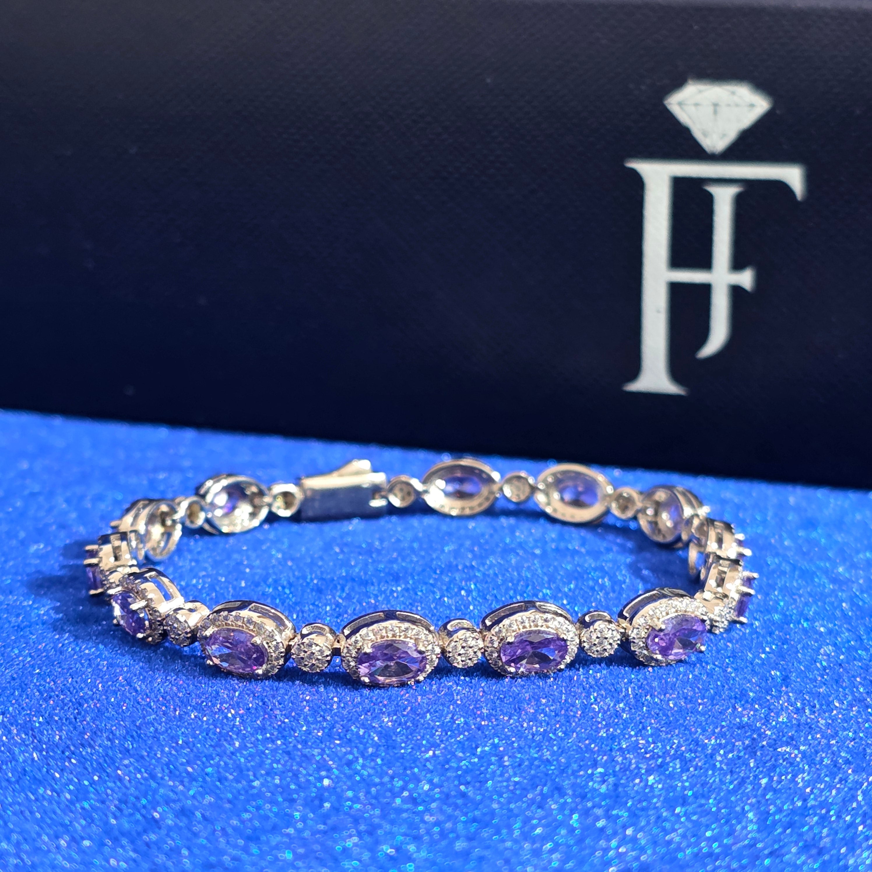 925 Silver Moissanite Colored Bracelet.