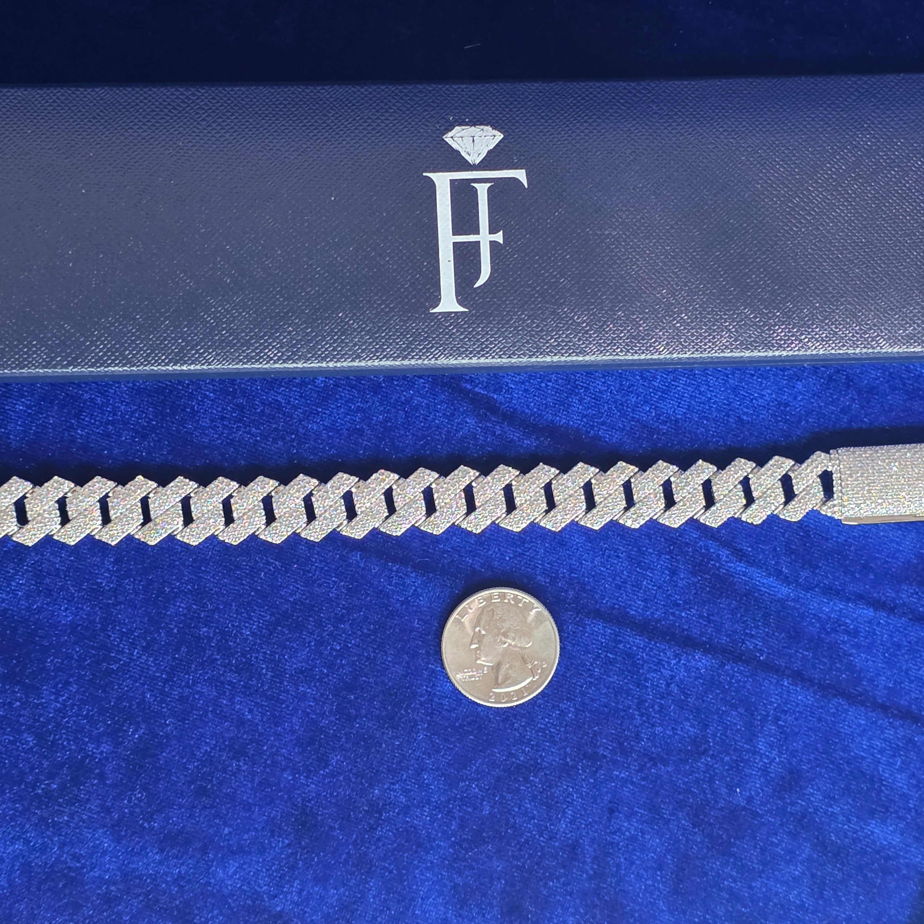 925 Silver Moissanite Bracelet 14MM