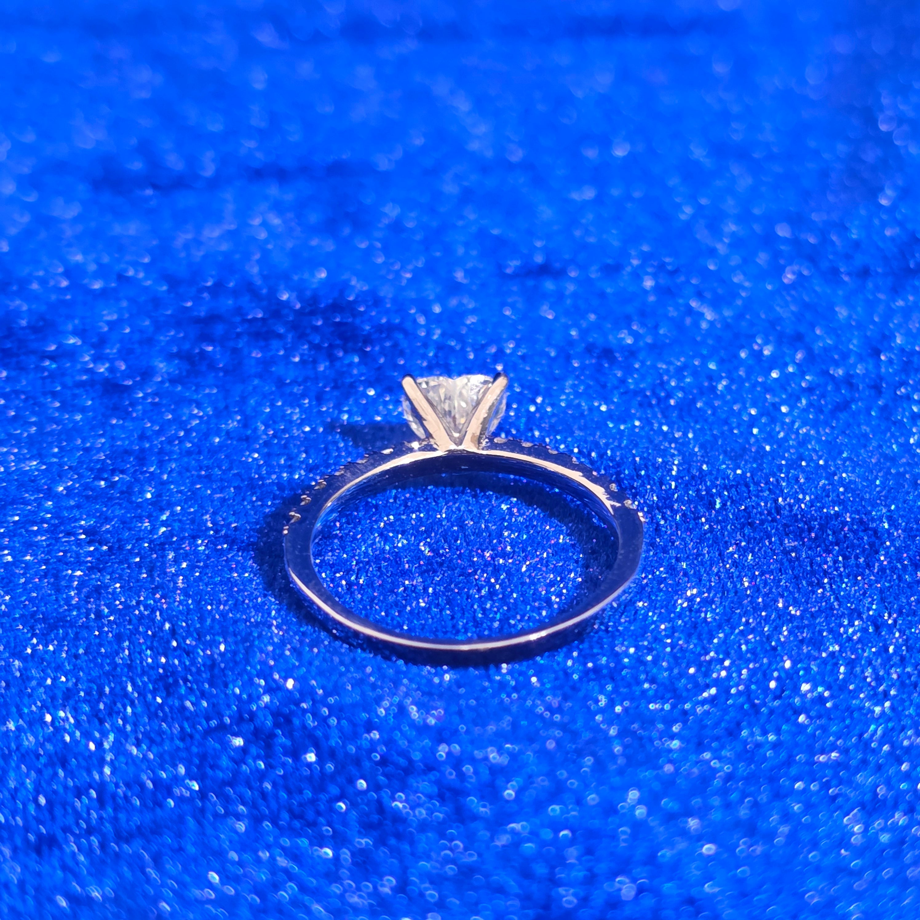 925 Silver Moissanite Heard Accented Ring 1.10 CTW