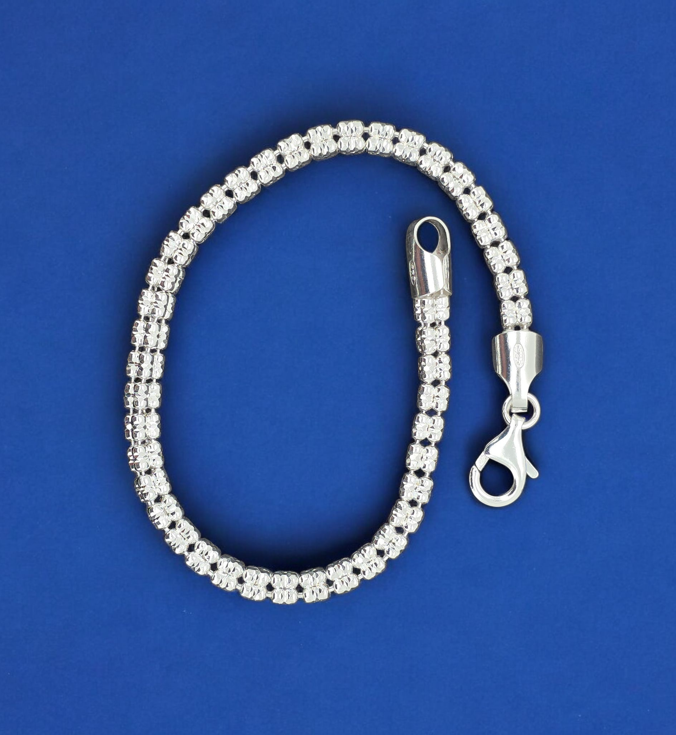 925 Silver Diamond Cut Bracelet 4mm