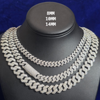 925 Silver Moissanite cuban chain 8MM-14MM