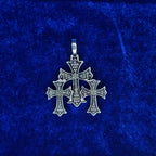 925 Silver Moissanite 3 Cross Pendent