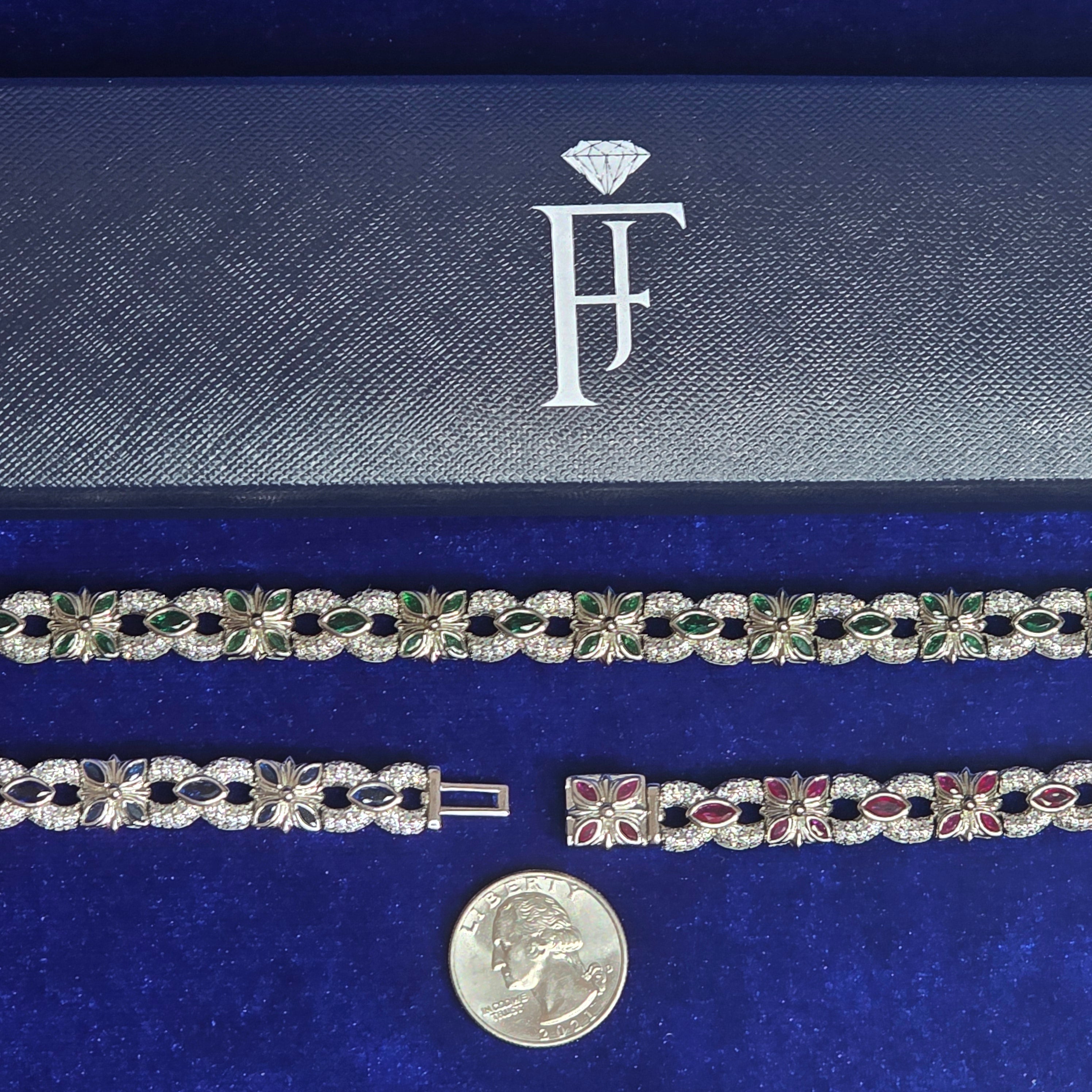 925 Silver Moissanite Colored Bracelet.