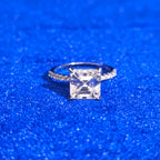 925 Silver Moissanite Princess Cut Accented Ring 3.28 CTW