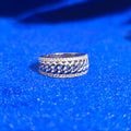 925 Silver Moissanite Cuban Link Band Ring