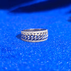 925 Silver Moissanite Cuban Link Band Ring