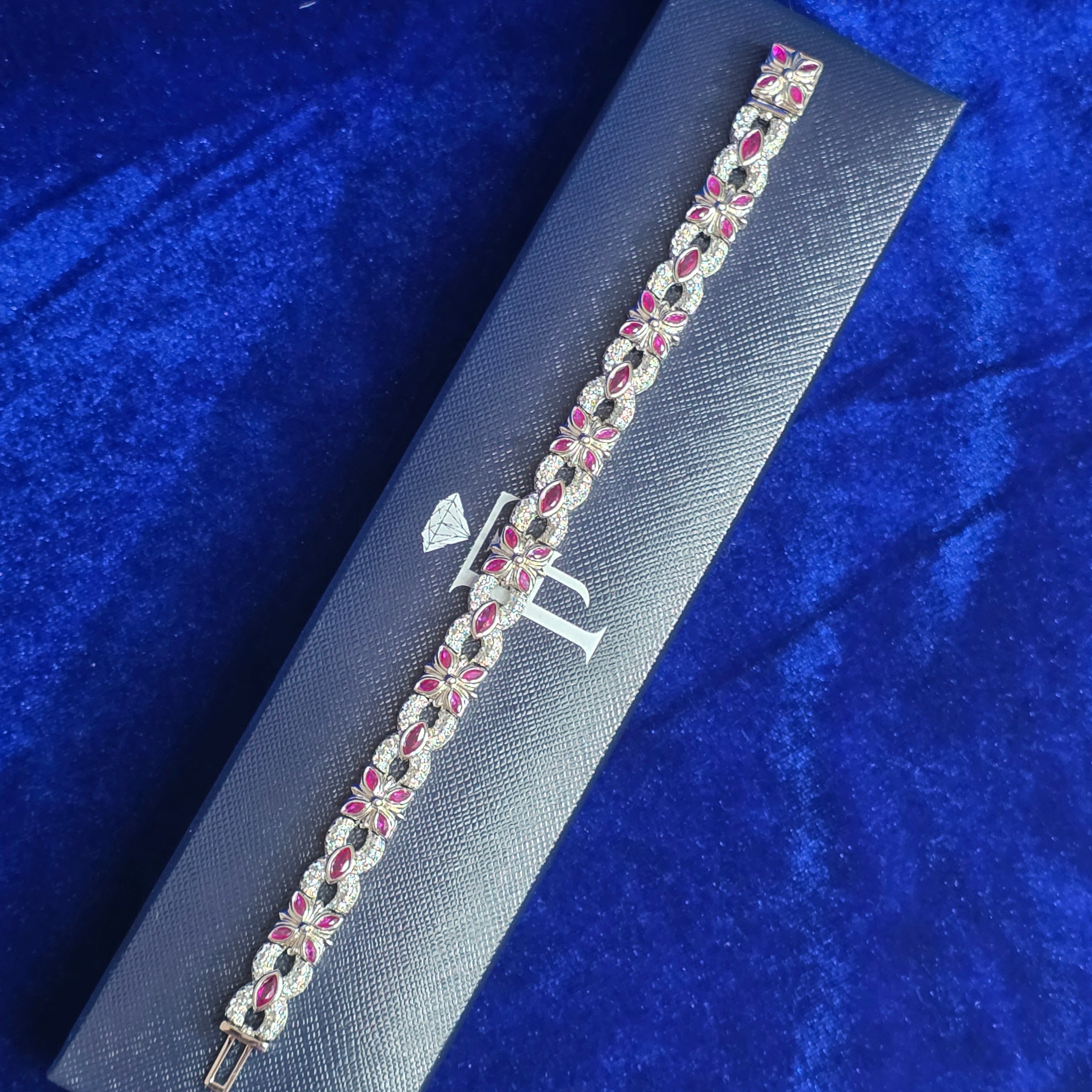 925 Silver Moissanite Colored Bracelet.