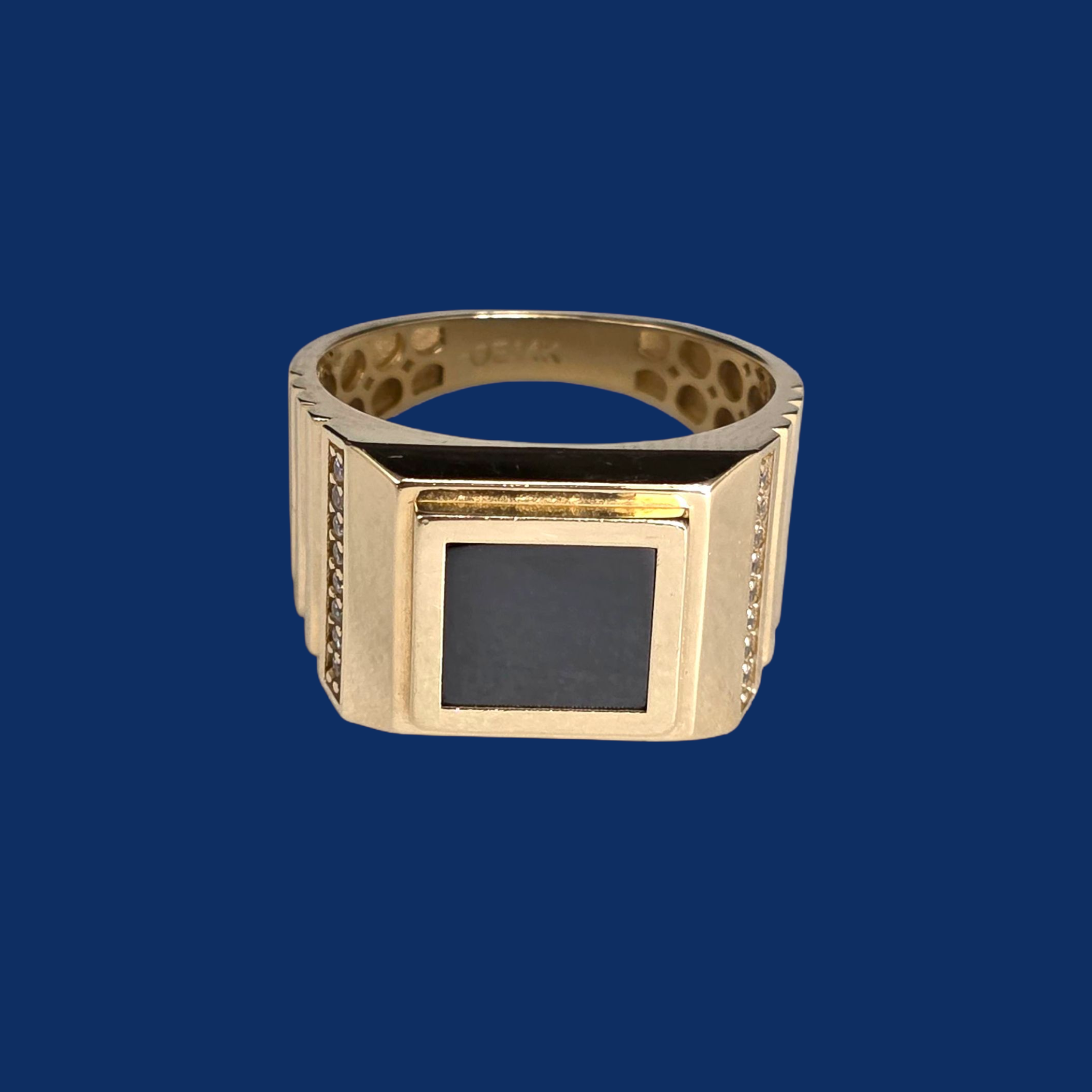 14k Gold Onyx Mens Ring