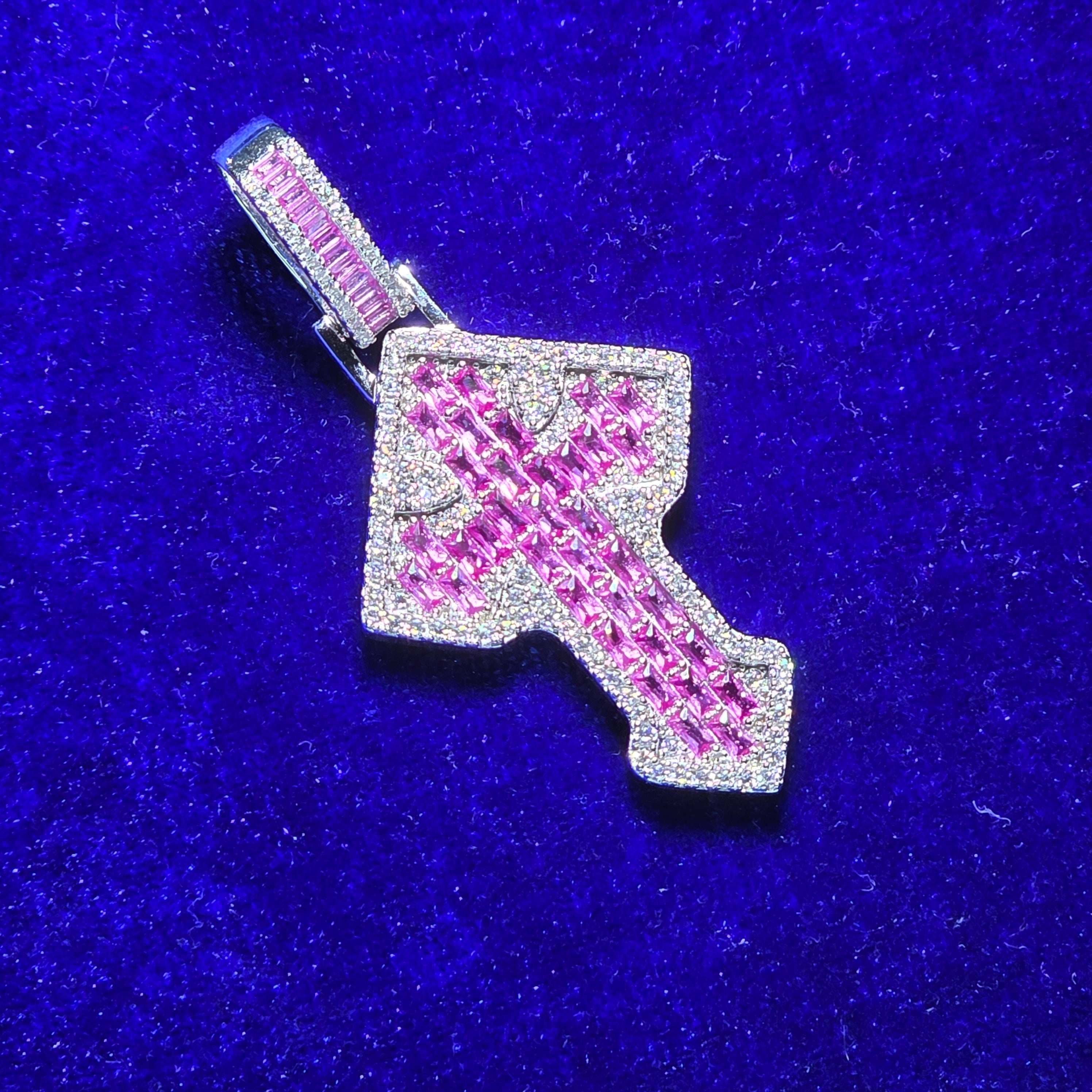 925 Silver Moissanite Gemstone Cross Pendent.