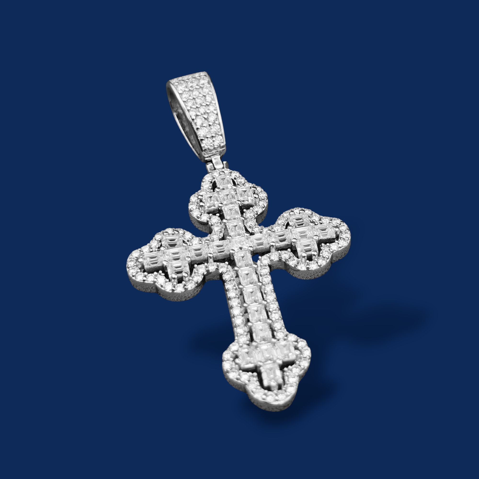 925 Silver Moissanite Cross Pendant 2.70 CTW