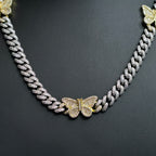 Silver Moissanite Butterfly Cuban Necklace at Flawless Jewelry