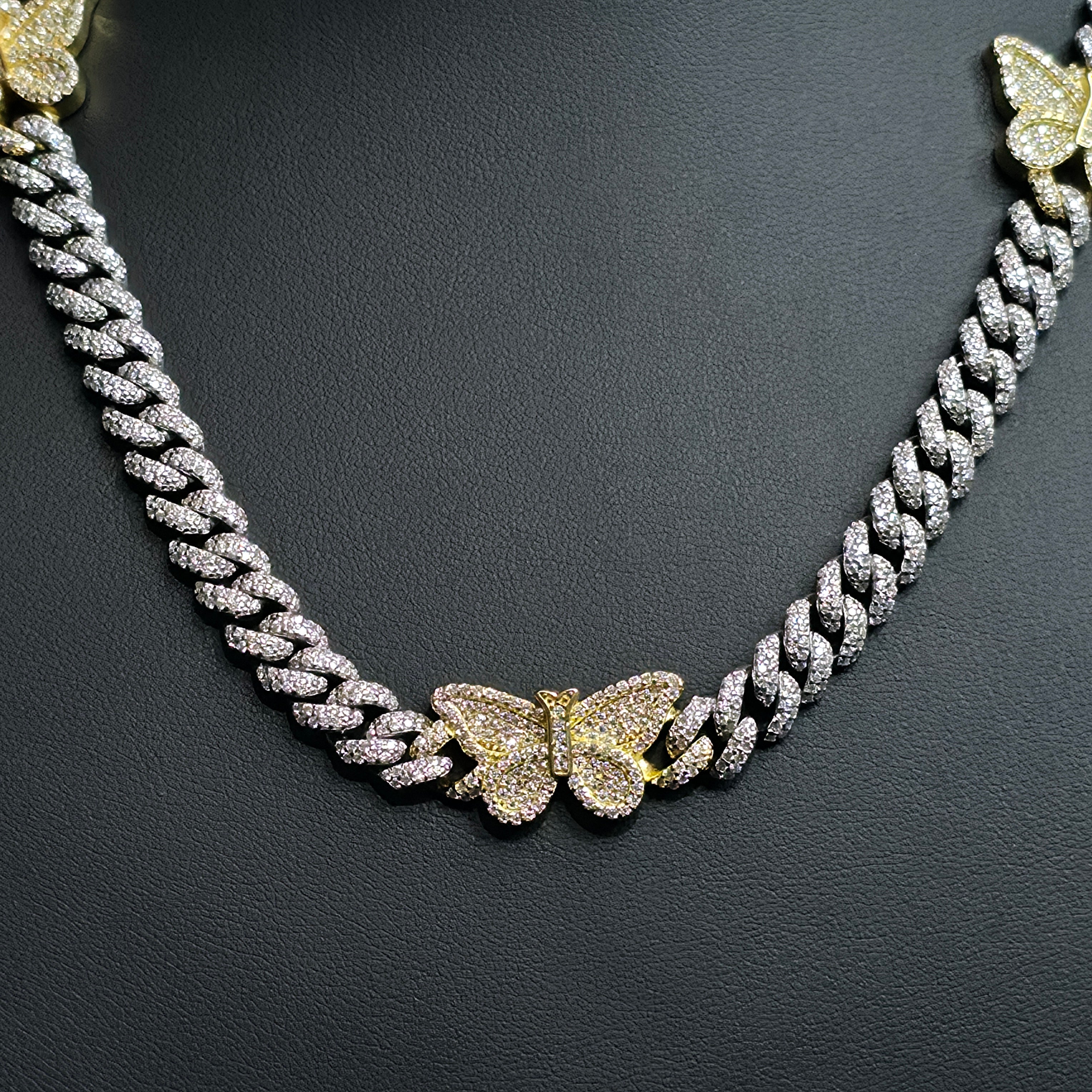 Silver Moissanite Butterfly Cuban Necklace