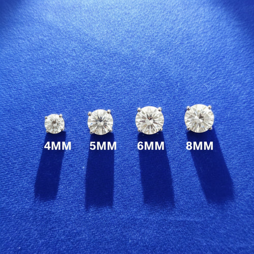 925 Sterling Silver Classic Moissanite Stud Earrings - 4mm-8mm