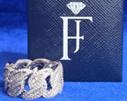 925 Silver Moissanite CUSTOM Cuban Link Ring.