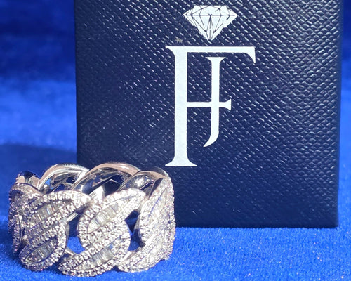 925 Silver Moissanite CUSTOM Cuban Link Ring.