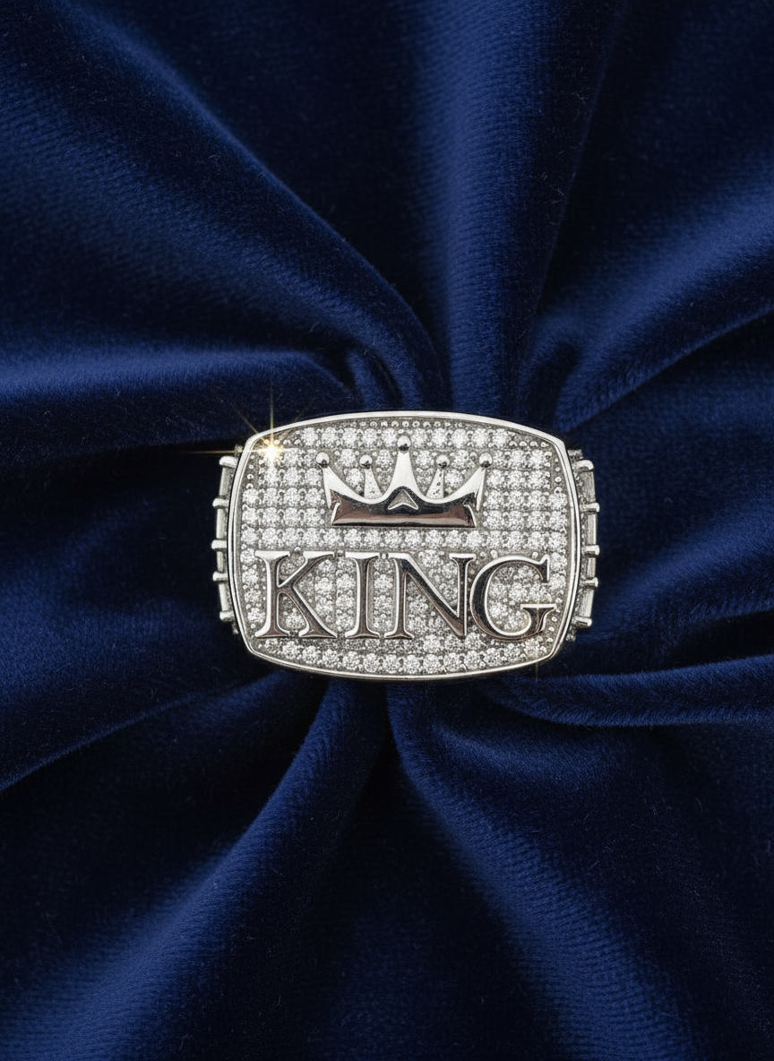 925 Silver Moissanite King Ring at Flawless Jewelry