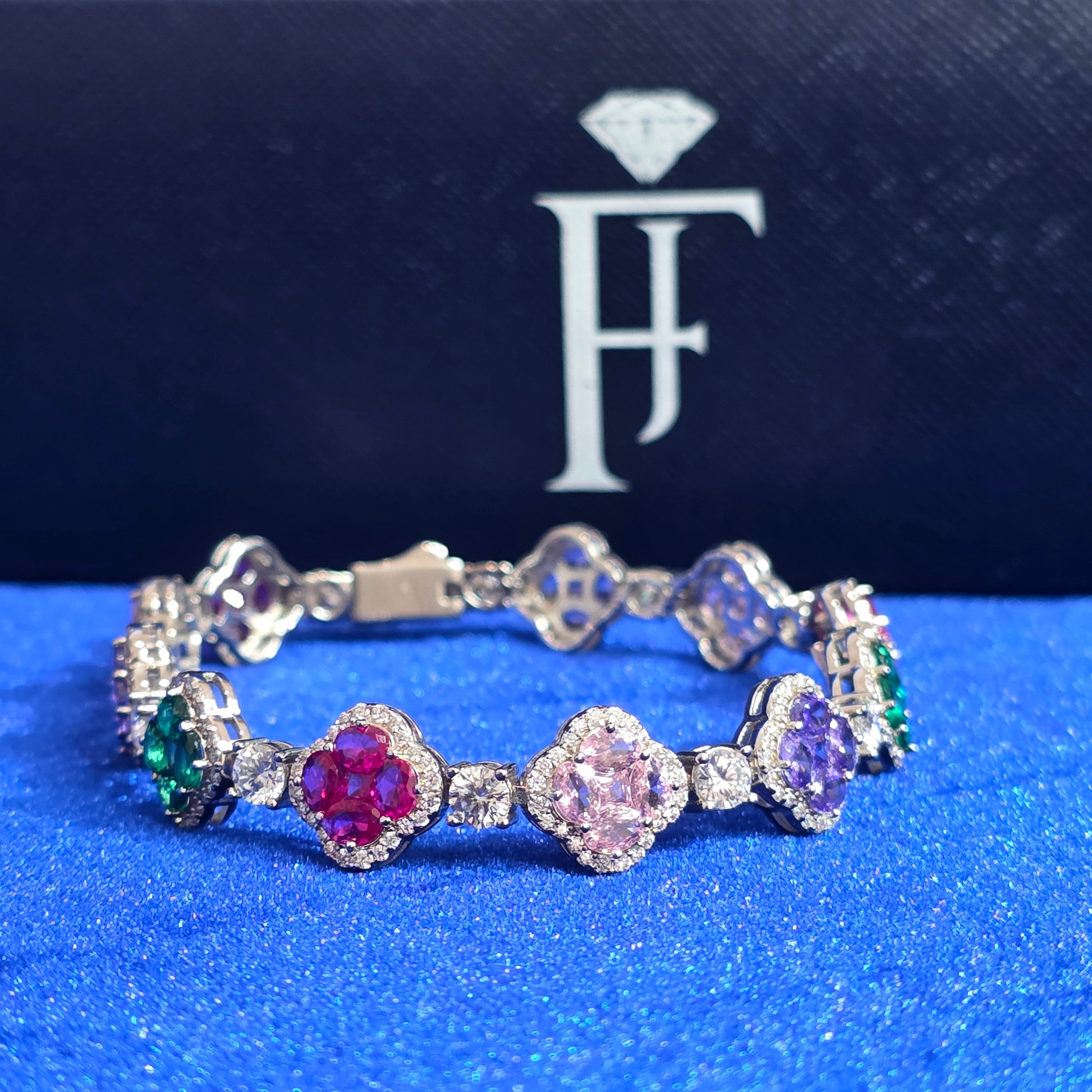 925 Silver Moissanite Colored Bracelet.