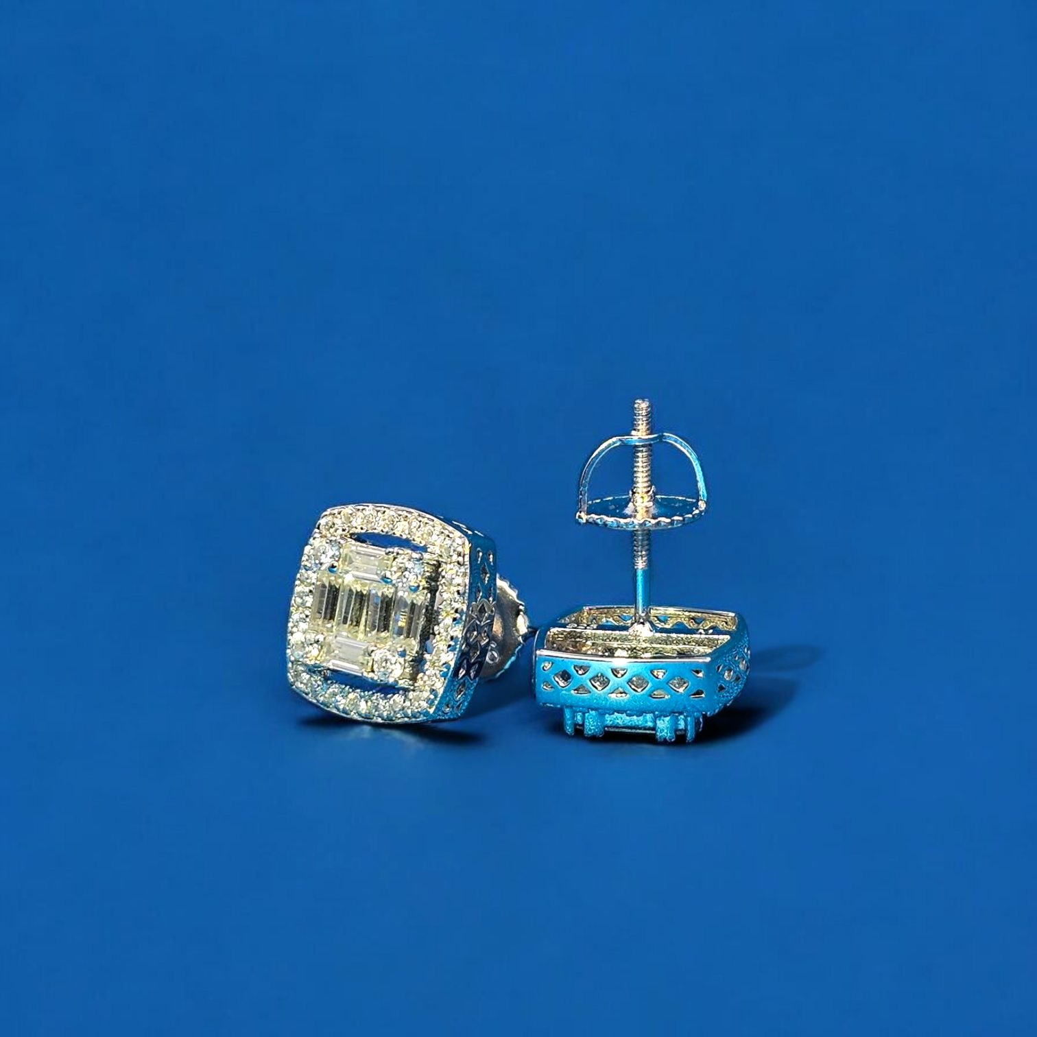 925 Silver Moissanite Square Earrings 0.69 CTW
