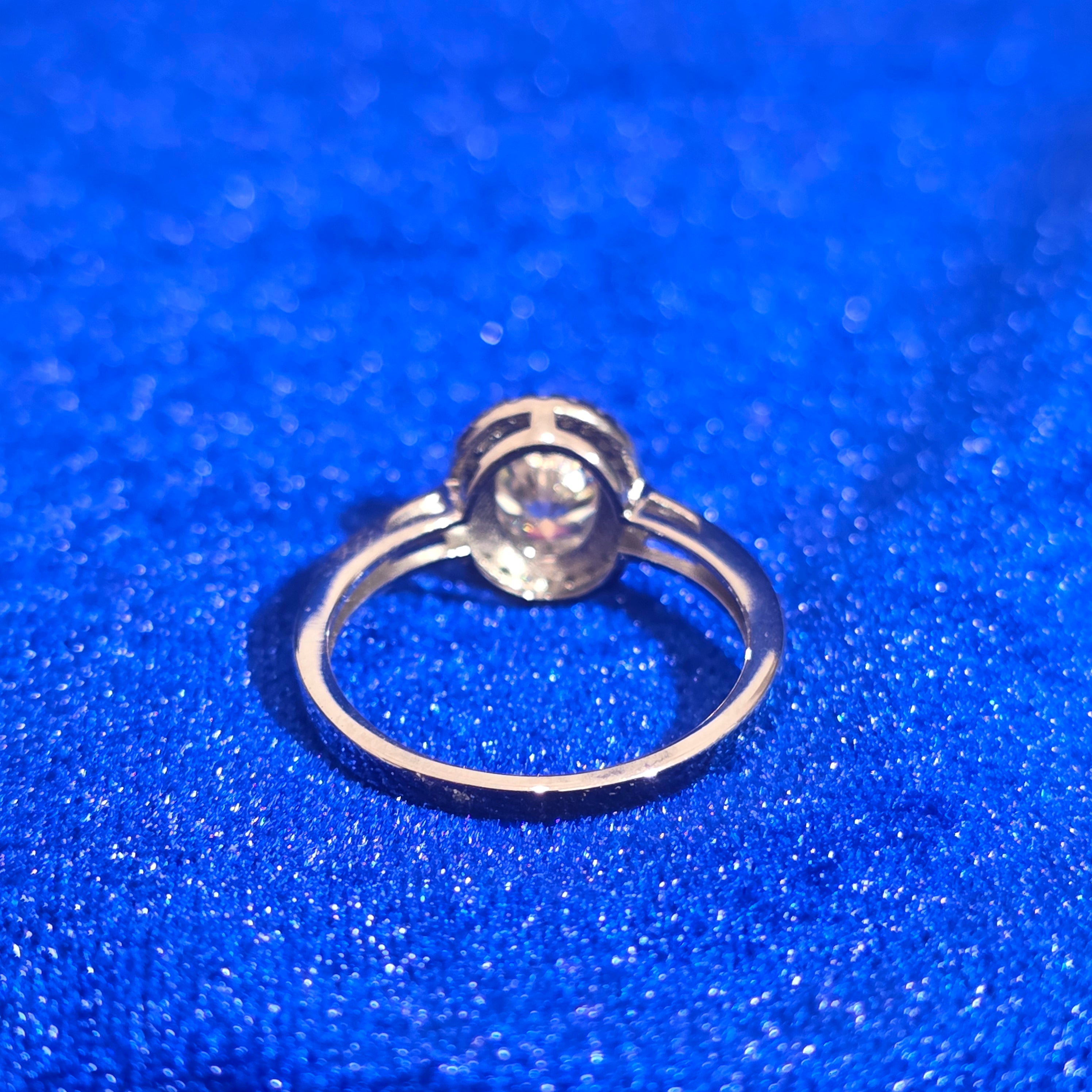 925 Silver Moissanite Round Halo Ring