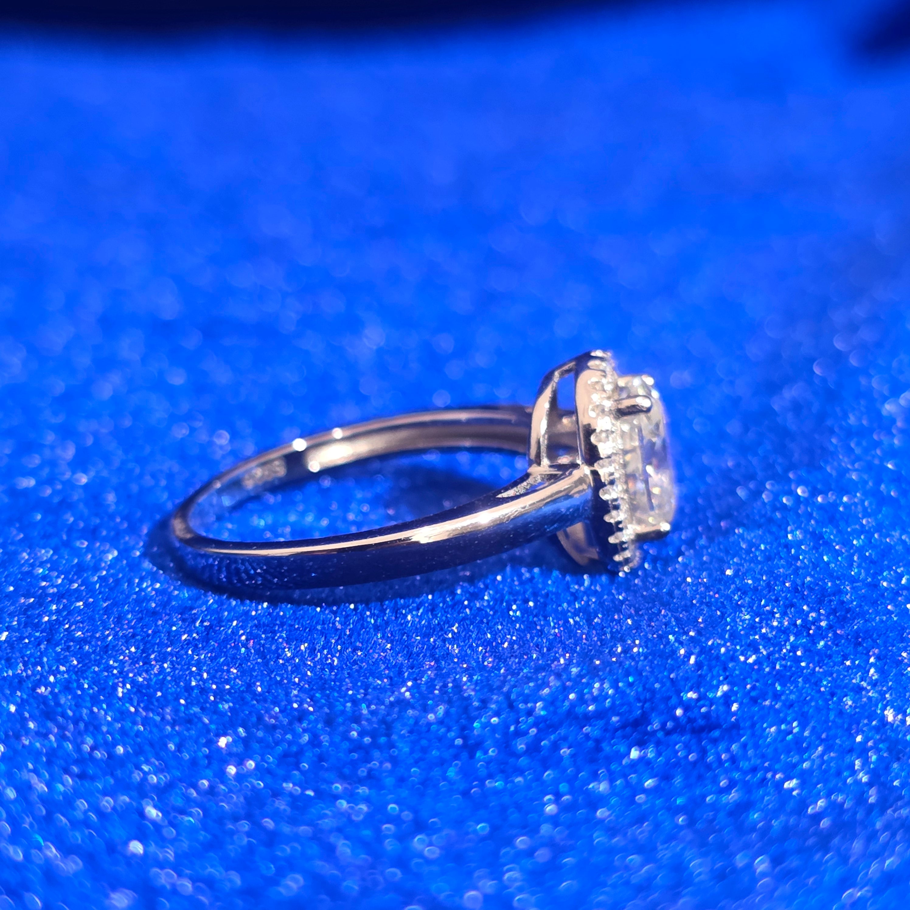 925 Silver Moissanite Round Halo Ring