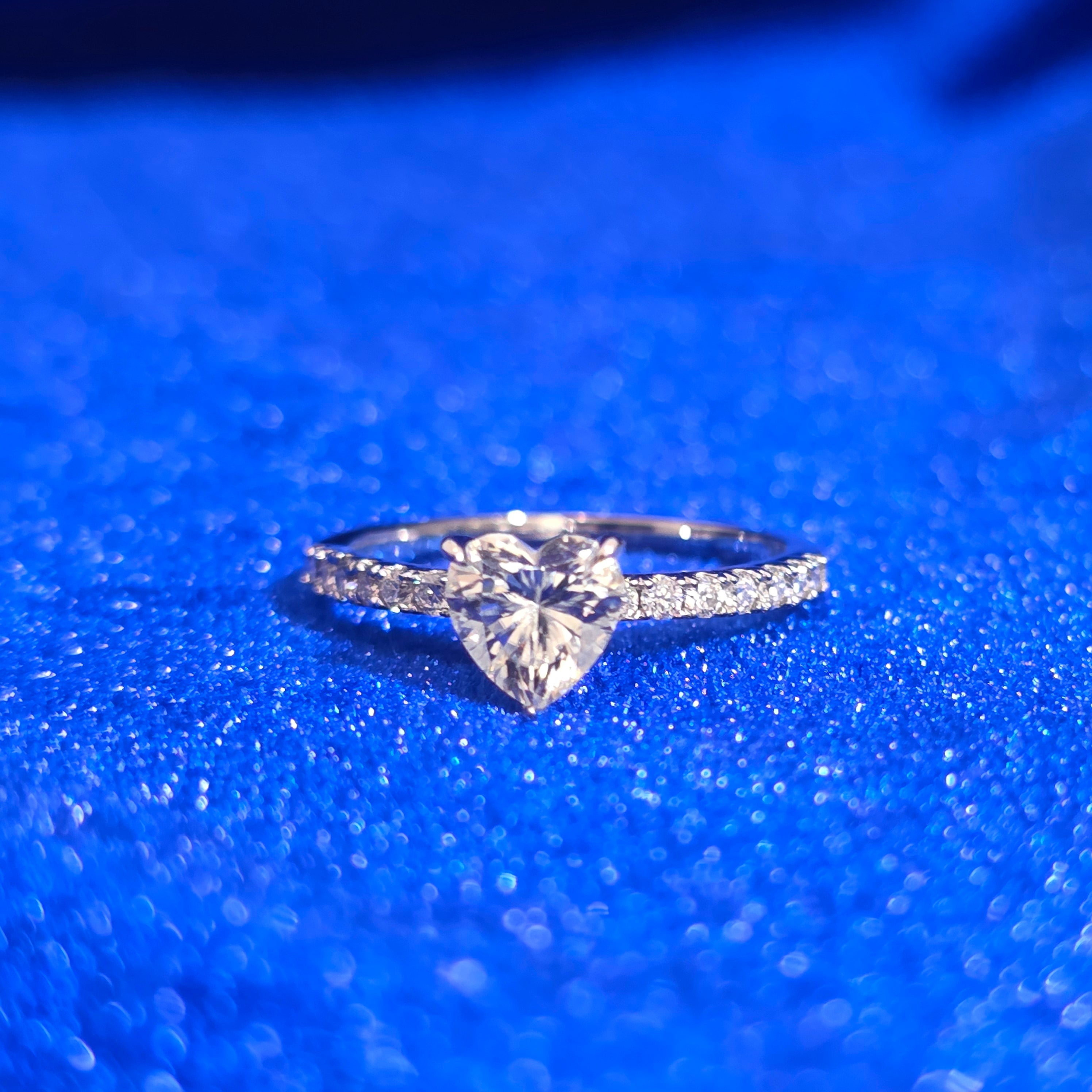 925 Silver Moissanite Heard Accented Ring 1.10 CTW