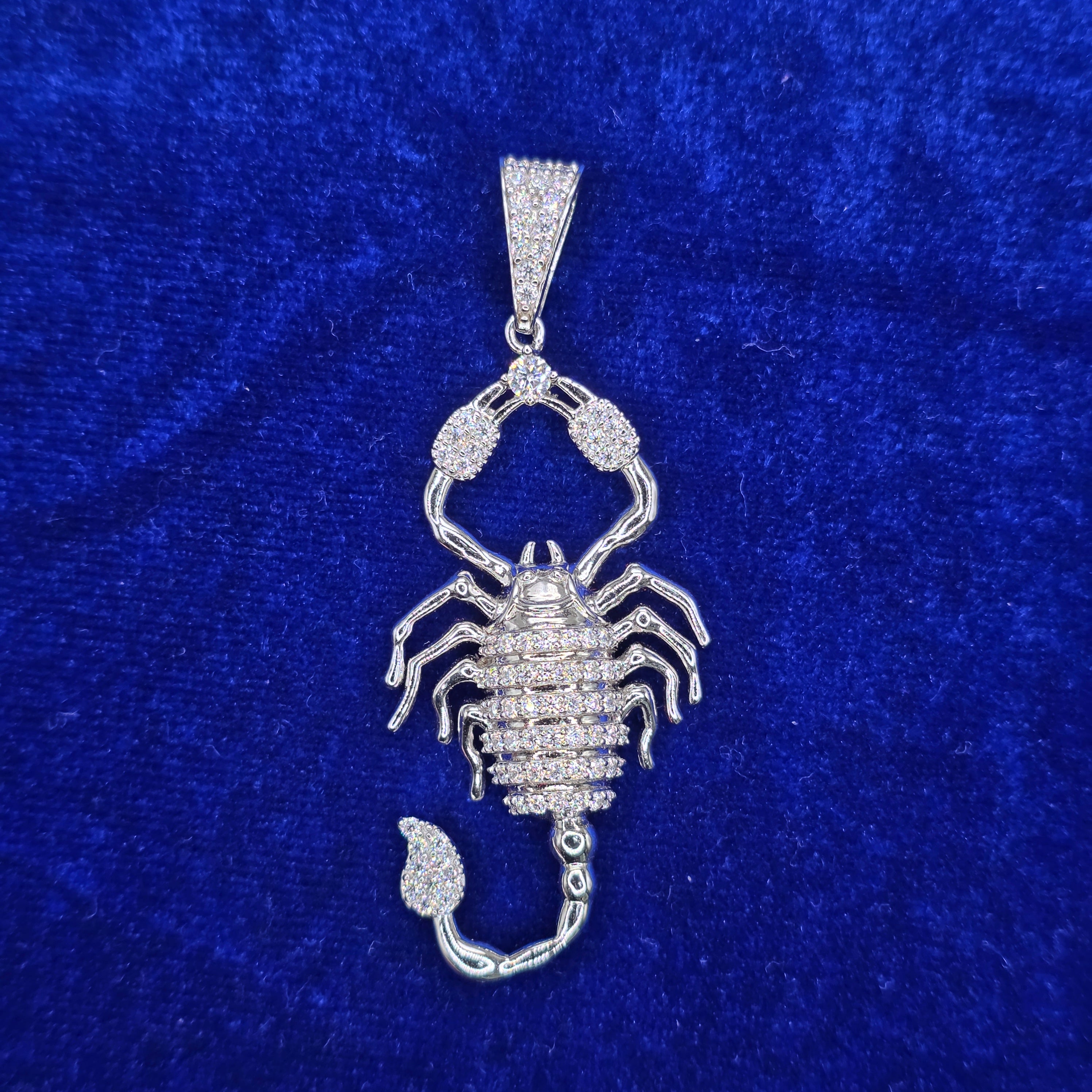 925 Silver Moissanite Scorpion Pendent.