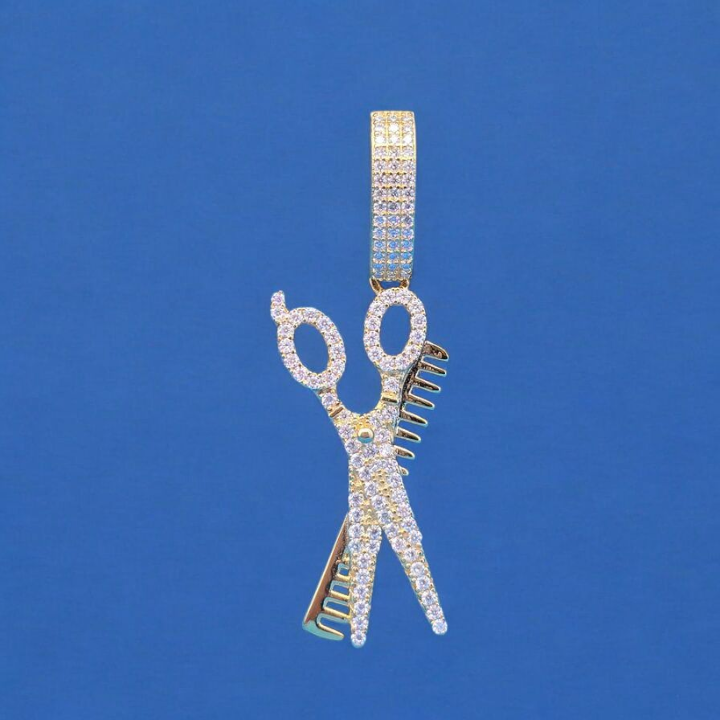925 Silver Moissanite Barber Clipper Pendant 0.91 CTW