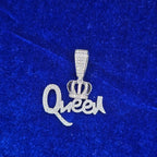 925 Silver Moissanite Custom Queen Pendent.