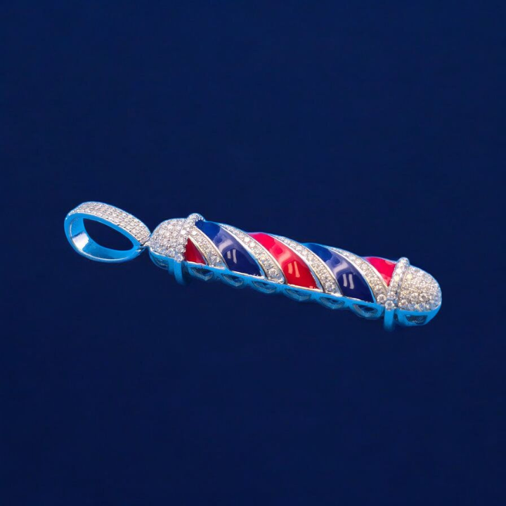 925 Silver Moissanite Barber Pole Pendant 1.75 CTW at Flawless Jewelry