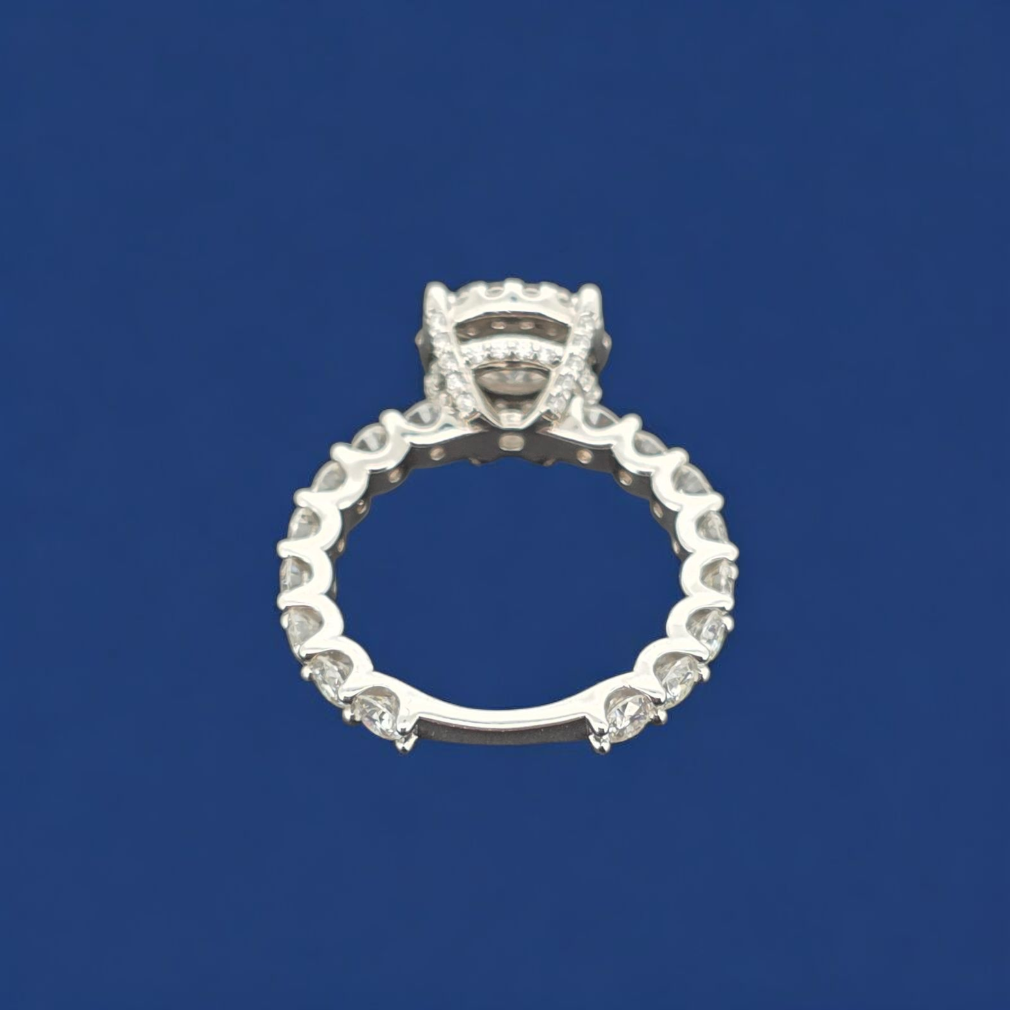 925 Silver Moissanite Round Halo Accented Ring
