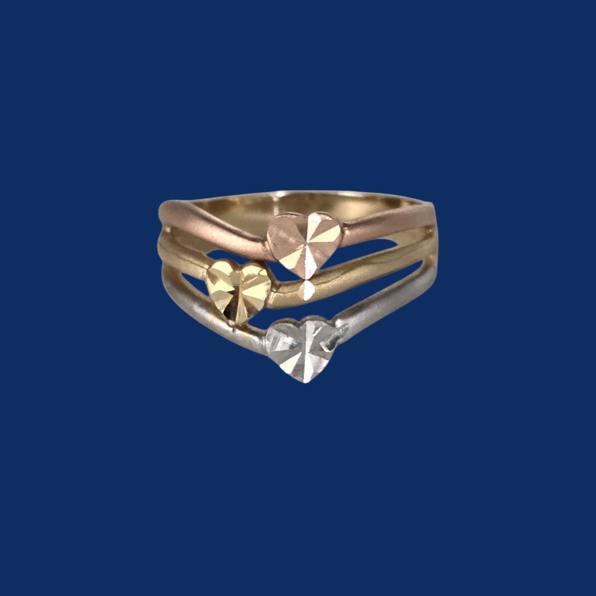 14K Gold 3 tone Heart Ring