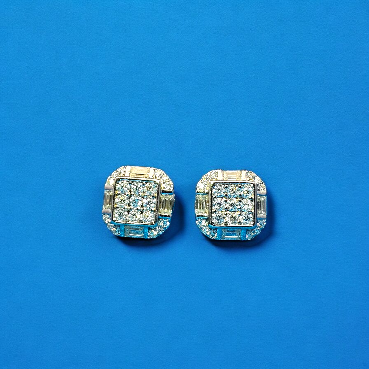 925 Silver Moissanite Square Earring 0.65 CTW