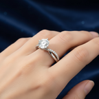 925 Silver Moissanite Round Twisted Ring